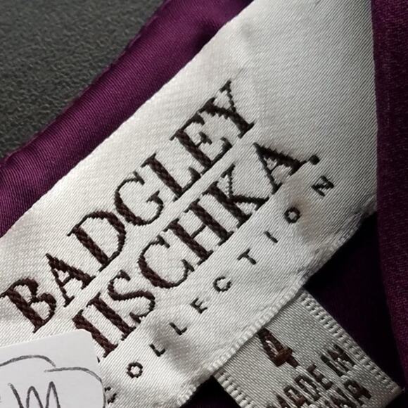 Badgley Mischka Collection Purple Silk Chiffon Gown with Jeweled Details Size 4 - Picture 10 of 10